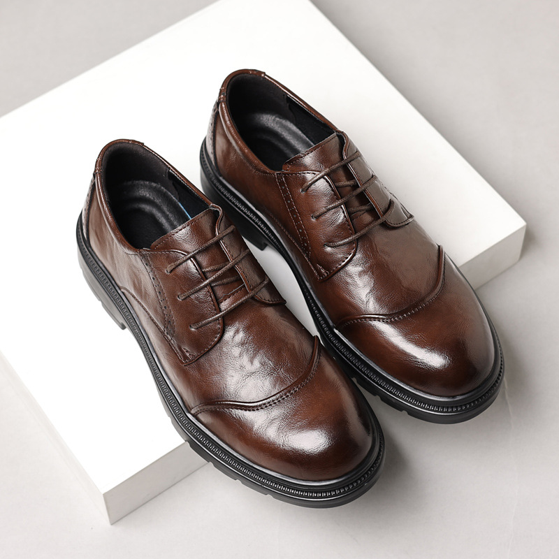 Men'S Formal Wear For Office - メンズレザーシューズ、カジュアルビジネスに最適、多用途で快適な英国風ビジネスフォーマルウェア、オフィスプロフェッショナルドレスシューズ