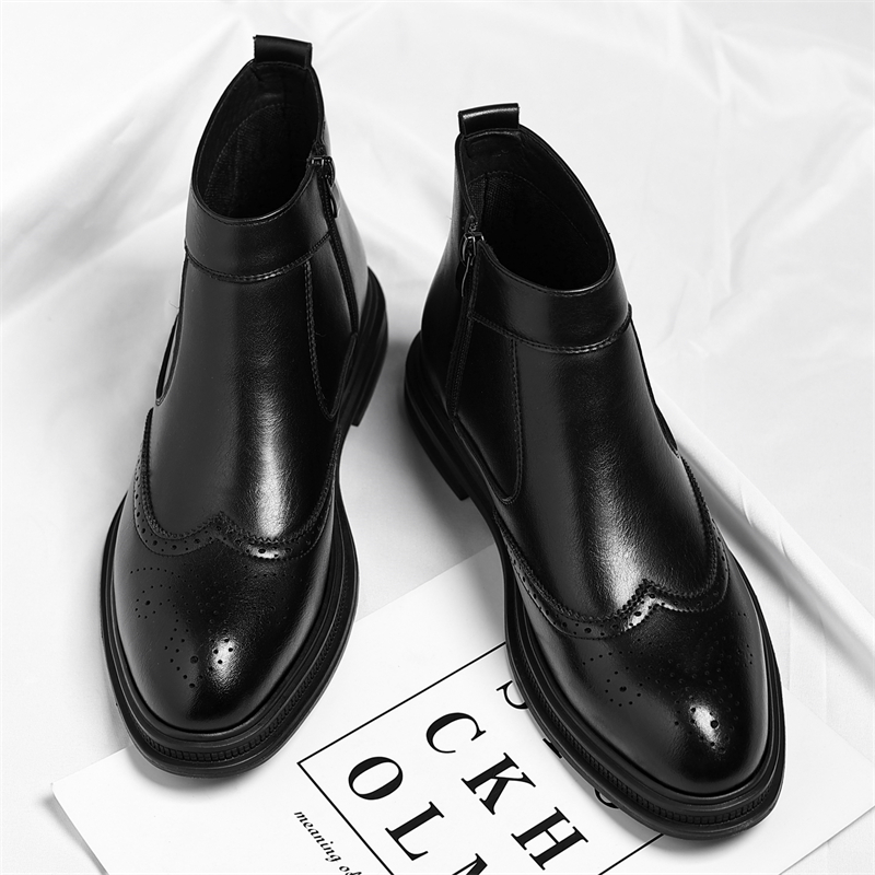Men'S Formal Wear - 秋冬の厚底メンズビジネスハイカットブーツはシンプルで通気性があり、彫刻が施されており、快適で、男性のフォーマルウェアに適しています。