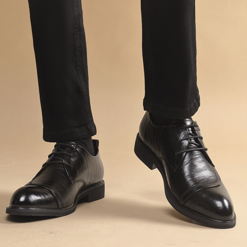 Men'S Formal Wear For Office - メタルリベット付きレザーオックスフォードシューズ、レースアップフォーマルドレスシューズ、快適で滑りにくい、ビジネスオフィスや普段使いに最適
