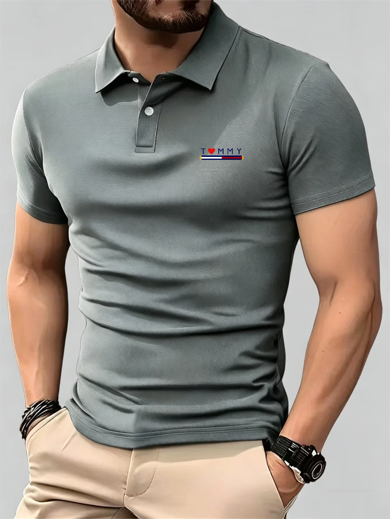 Men Formal Wear Pinterest - 新しい通気性のある半袖ボタンダウンポロシャツ男性用カジュアルデイリーオフィスビジネス夏アウトドア快適な多用途トップス