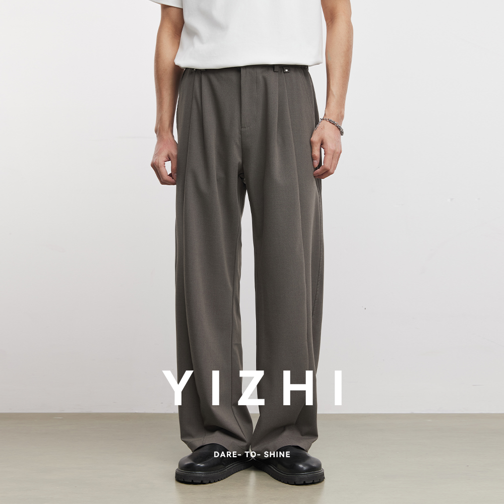 Men'S Formal Wear - 220 グラム織物生地シミターカジュアルパンツ男性用 2026 春レトロフォーマルウェアきちんとした職場多用途床拭きパンツ