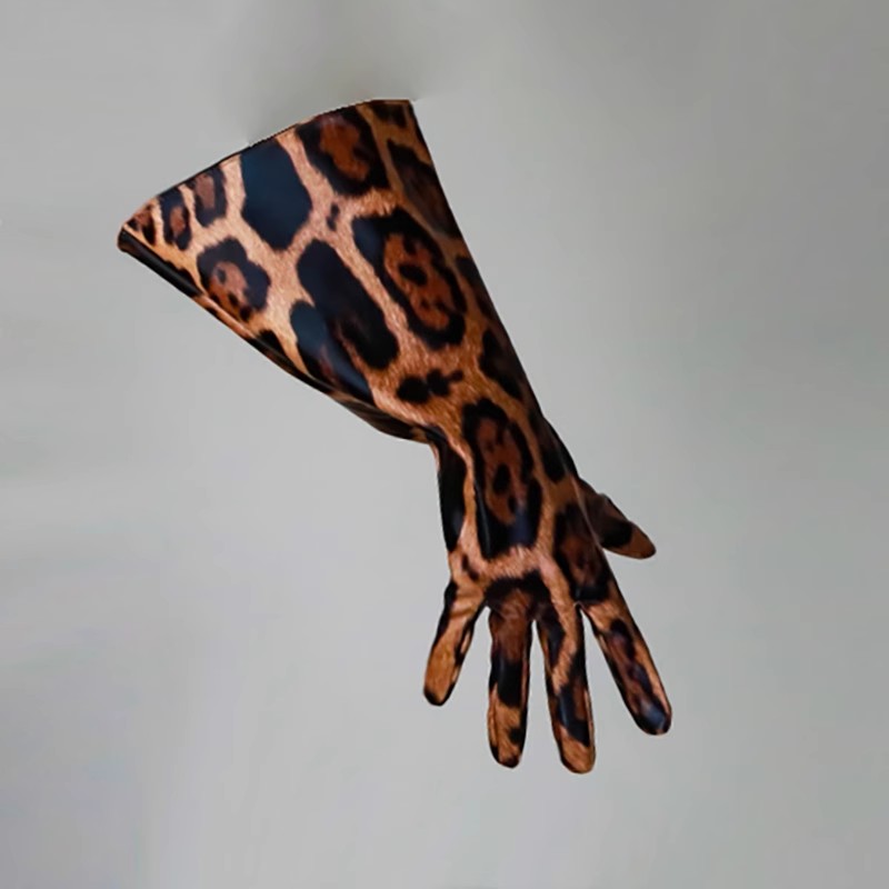 Formal Glove Leather - 女性のファッション PU レザーワイドスリーブロングヒョウグローブレディースクラブパフォーマンスフォーマルパーティーダンスグローブ 38 センチメートル R1340