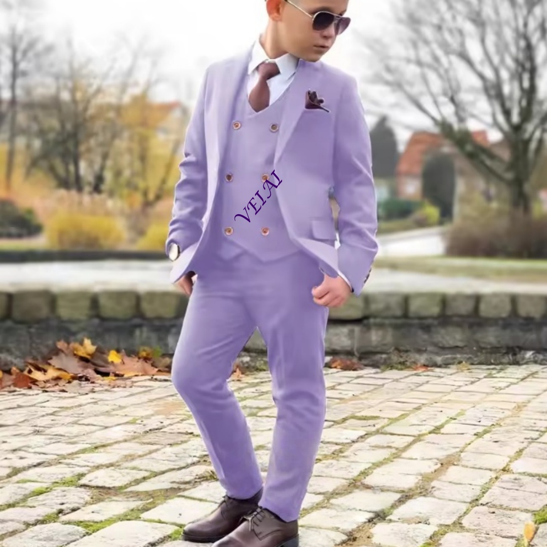 Mens Formal - 男の子用3ピースフォーマルスーツセット、カスタマイズ可能なウェディングタキシード、ブレザー、パンツ、ベスト、キッズ2-16歳