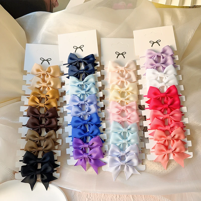 Tie Bar Clip - 10 個 3 スタイル弓弾性ヘアゴムバンドヘアネクタイリボンピグテールグログランヘアアクセサリーガールヘッドバンド子供のための