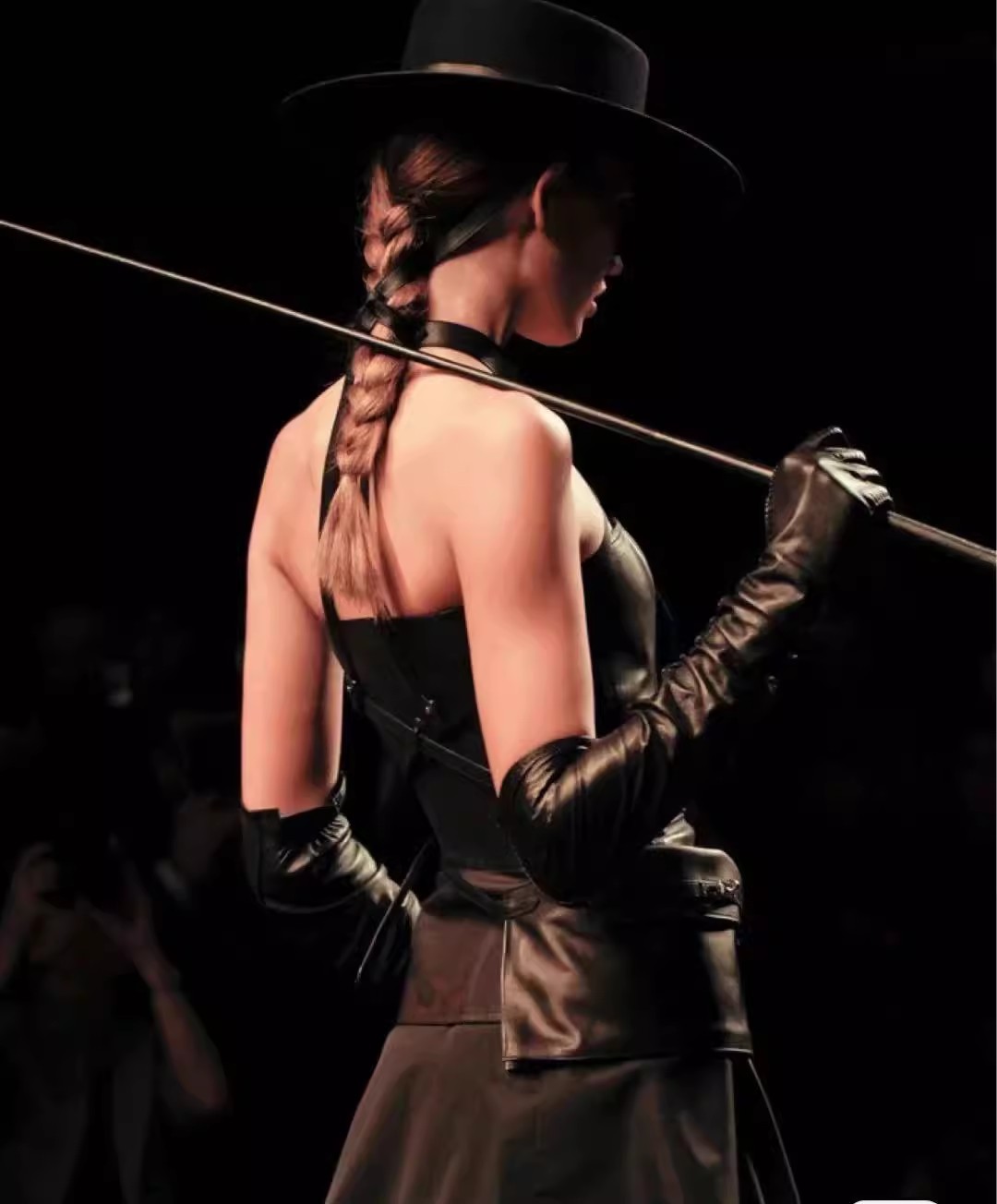 Formal Glove Leather - 女性のランウェイファッションブラック PU レザータッチスクリーンロンググローブレディースクラブパフォーマンスフォーマルパーティーダンスグローブ 50 センチメートル R1051