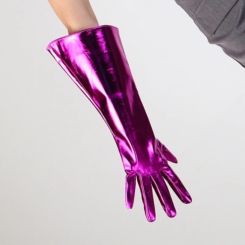 Formal Glove Leather - 女性のファッション PU レザー ワイドスリーブ ロング ローズゴールド