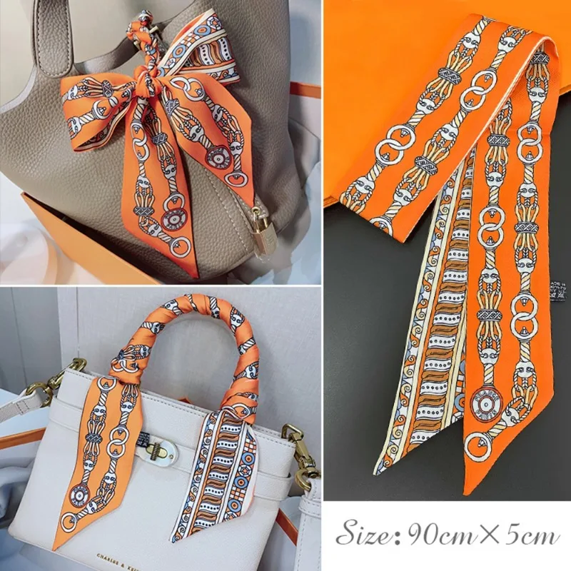 Silk Tie Woven - ファッションスキニーシルクスカーフ女性のためのファッションヘアリボンヘッドバンドバンダナ女性バッグリストラップネッカチーフスカーフネクタイ
