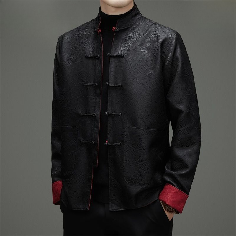 Men'S Formal Wear - 唐風メンズ長袖両面コート春秋中国風お父さんのフォーマルウェアおじいちゃんのフォーマルウェア漢服