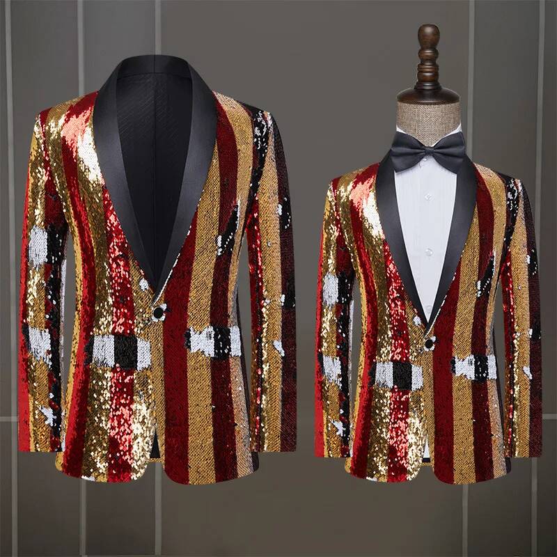 Men'S Formal Attire - 男性用コスチューム、ステージパフォーマンス、歌手、司会者、フォーマルウェア、グリーンフルーツカラー、スパンコール、折りたたみ式スーツ