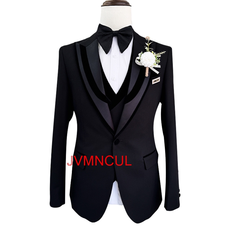 Men'S Formal Wear For Reception - メンズ3ピーススーツ スリムフィット ウェディング新郎 ビジネスカジュアル フォーマルブレザー ベスト