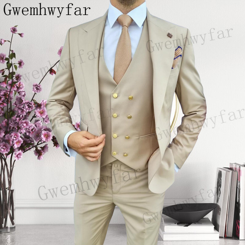 Gwenhwyfar-メンズピークラペルタキシード、花婿付け - Men Formal Wear With Blazer のレビューと価格