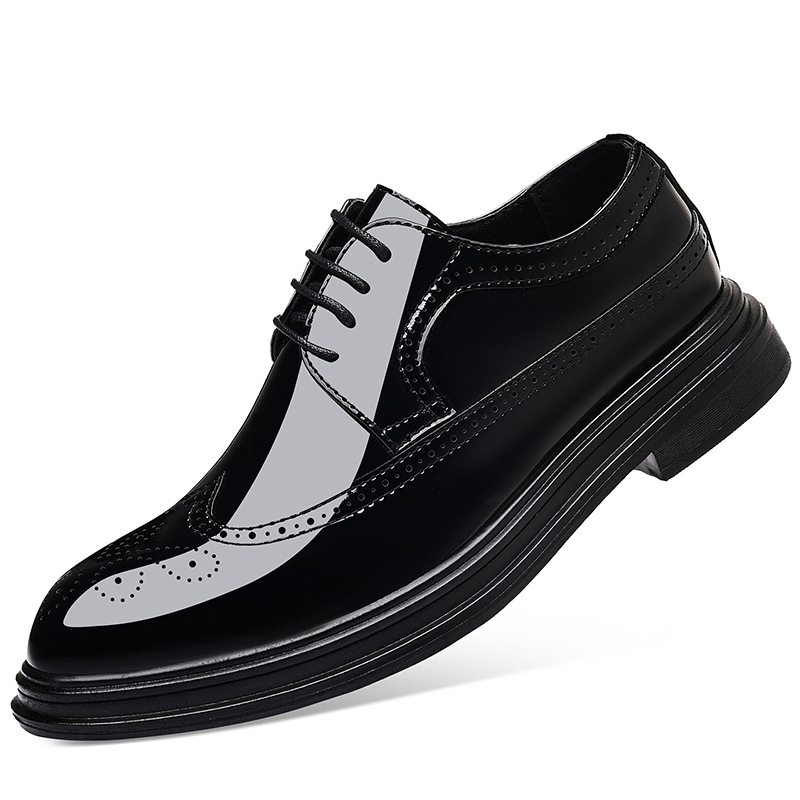 メンズ パテントレザー ブローグ ドレスシューズ レースアッ - Patent Leather Oxford のレビューと価格
