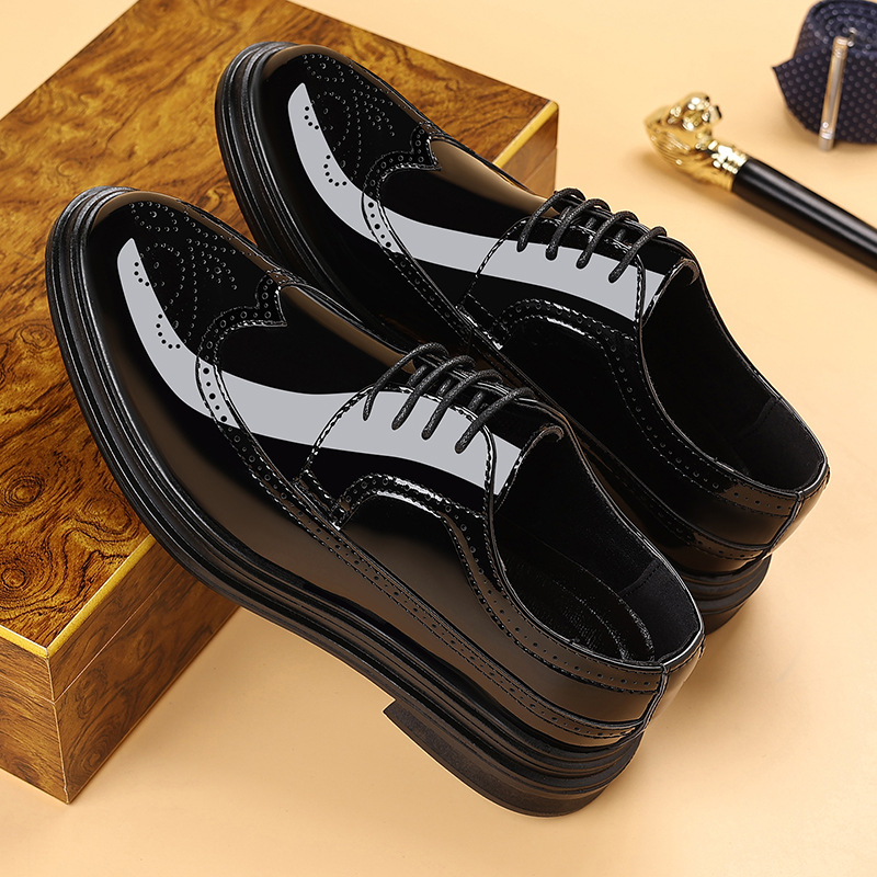 メンズ パテントレザー ブローグ ドレスシューズ レースアッ - Patent Leather Oxford のレビューと価格