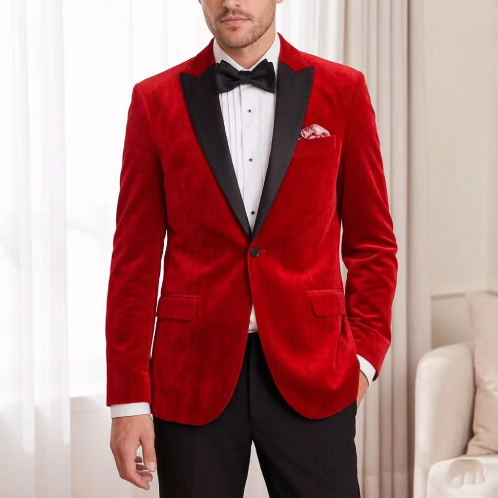 メンズベルベットフォーマルスーツ スリムフィット ワンピース - Men'S Formal Wear For Reception のレビューと価格