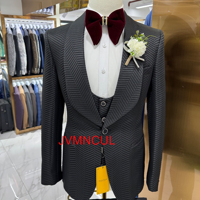 メンズモダン3ピーススーツ スリムフィット カジュアルウェデ - Men'S Formal Wear For Reception のレビューと価格