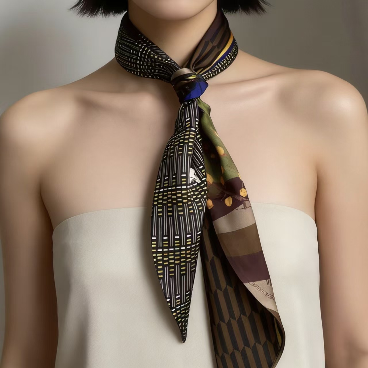 高級プリントロングヘアリボンベベルシルクスカーフ女性ネクタイ - Silk Tie Woven のレビューと価格