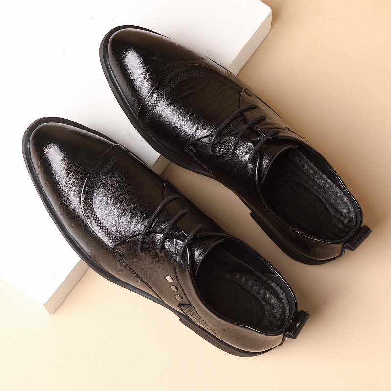 メタルリベット付きレザーオックスフォードシューズ、レースアッ - Men'S Formal Wear For Office のレビューと価格