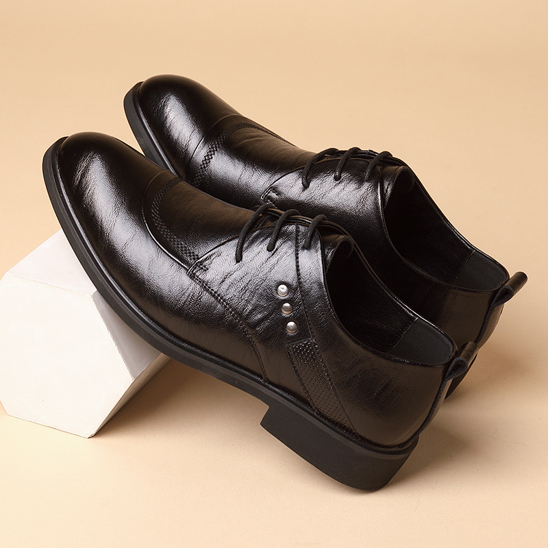 メタルリベット付きレザーオックスフォードシューズ、レースアッ - Men'S Formal Wear For Office のレビューと価格