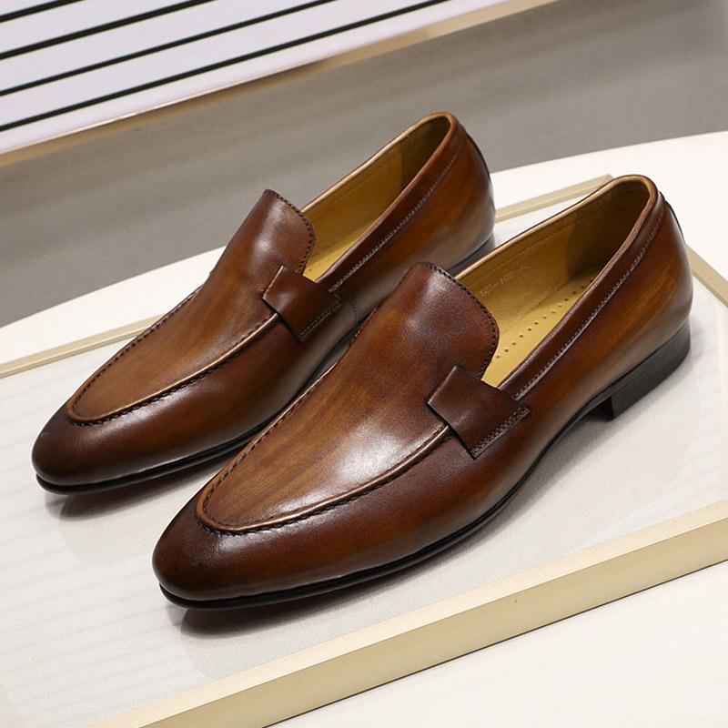 男性用の本革モカシン,夏と秋の靴,結婚式,ダンス,パーティー - Men Formal Wear Brown のレビューと価格