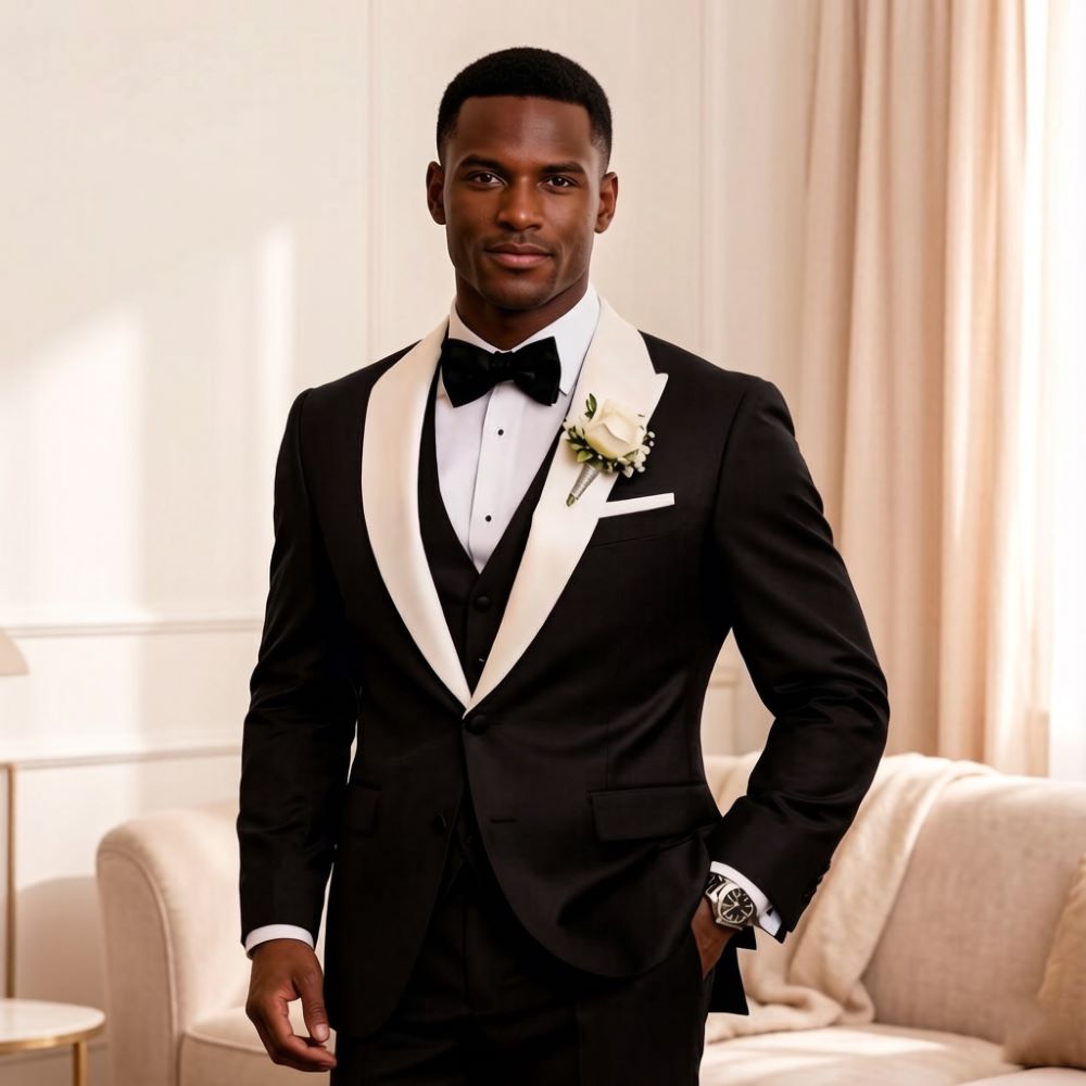 3ピースフォーマルメンズスーツ、ピークドラペル、スリムフィッ - Men'S Formal Wear For Reception のレビューと価格