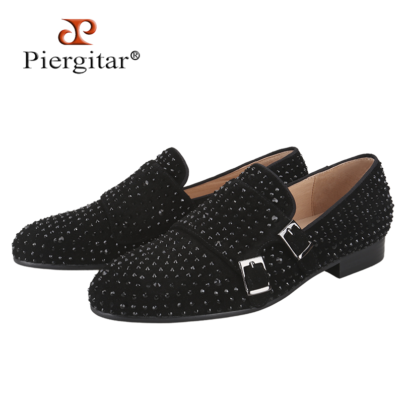 Piergitar 新しい黒スエードメンズダブルモンクシュー - Men'S Formal Wear のレビューと価格