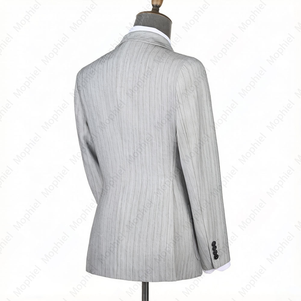 モフィエル ライトグレー メンズスーツ ストライプ ダブルブ - Men'S Formal Wear のレビューと価格