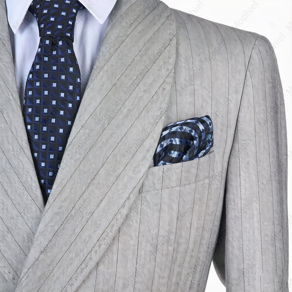 モフィエル ライトグレー メンズスーツ ストライプ ダブルブ - Men'S Formal Wear のレビューと価格