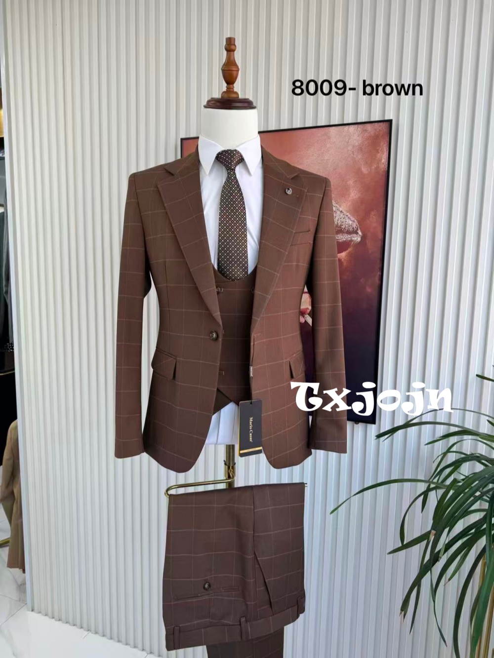 メンズプレイドタキシード3ピースジャケットベストパンツ誕生日 - Men'S Formal Wear For Office のレビューと価格