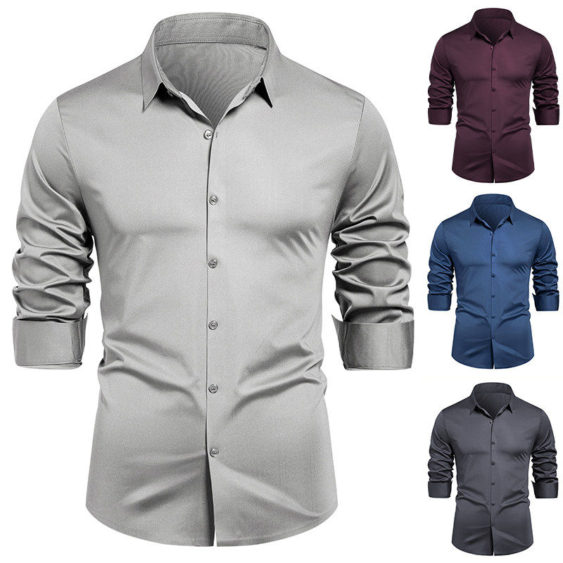 高級フォーマルワークシャツ メンズ 春秋 長袖 伸縮性シャツ - Mens Formal のレビューと価格