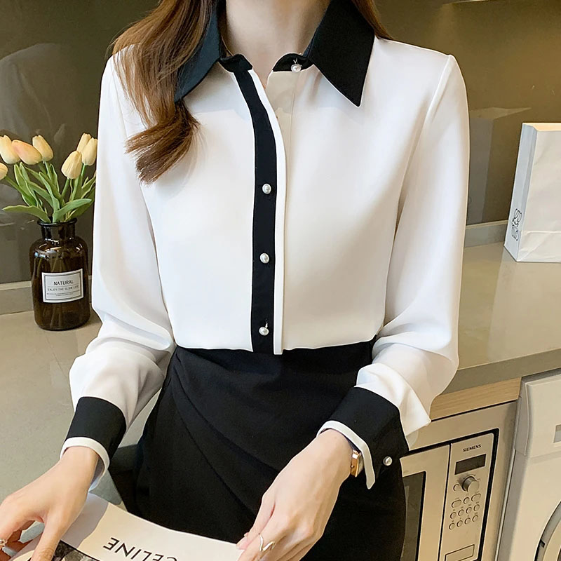 女性用ホワイトシフォンシャツ韓国シックなシングルブレストコン - Men Formal Wear Pinterest のレビューと価格