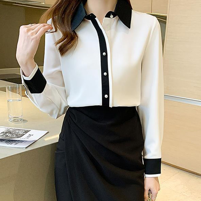 女性用ホワイトシフォンシャツ韓国シックなシングルブレストコン - Men Formal Wear Pinterest のレビューと価格