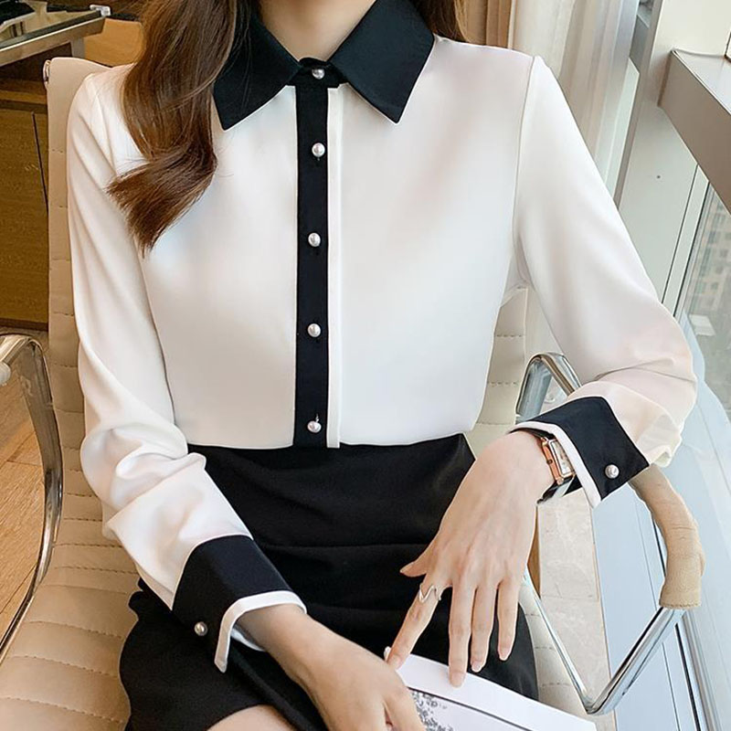 女性用ホワイトシフォンシャツ韓国シックなシングルブレストコン - Men Formal Wear Pinterest のレビューと価格