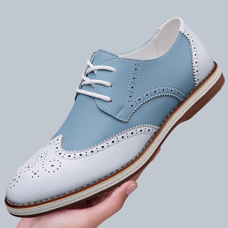 メンズ ホワイト ブルー ツートーン ブローグ オックスフォ - Patent Leather Oxford のレビューと価格