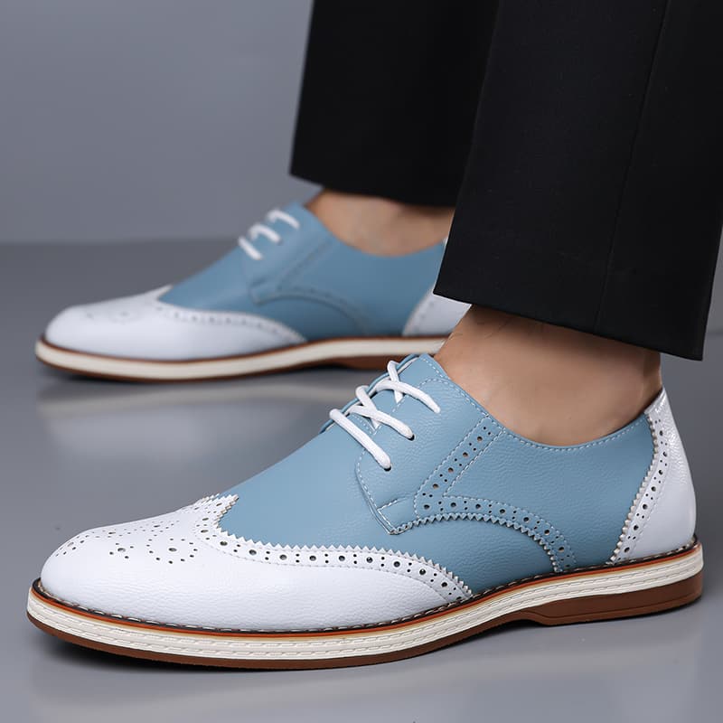 メンズ ホワイト ブルー ツートーン ブローグ オックスフォ - Patent Leather Oxford のレビューと価格
