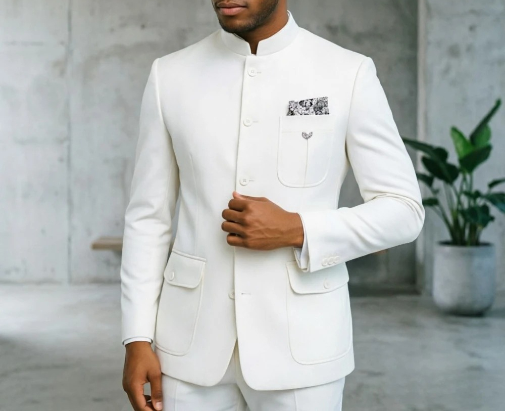 サファリメンズスーツ メンズプレミアムライトグリーンマンダリ - Men'S Formal Wear For Office のレビューと価格