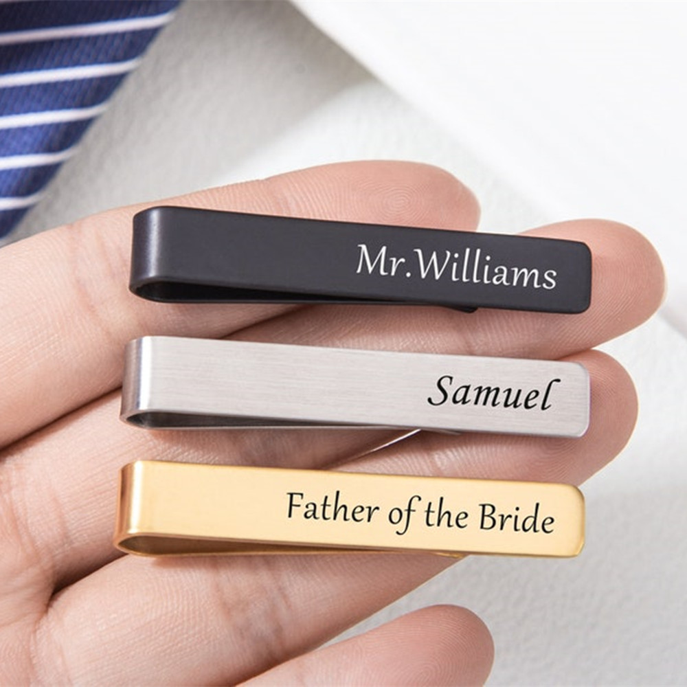 パーソナライズされたステンレス鋼の名前のクリップ,ジュエリー - Tie Bar Clip のレビューと価格