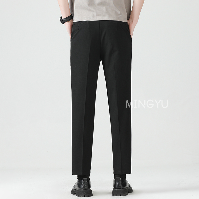 高品質リヨセルブレンド夏足首丈パンツ男性ビジネス弾性ウエスト - Men'S Formal Attire のレビューと価格