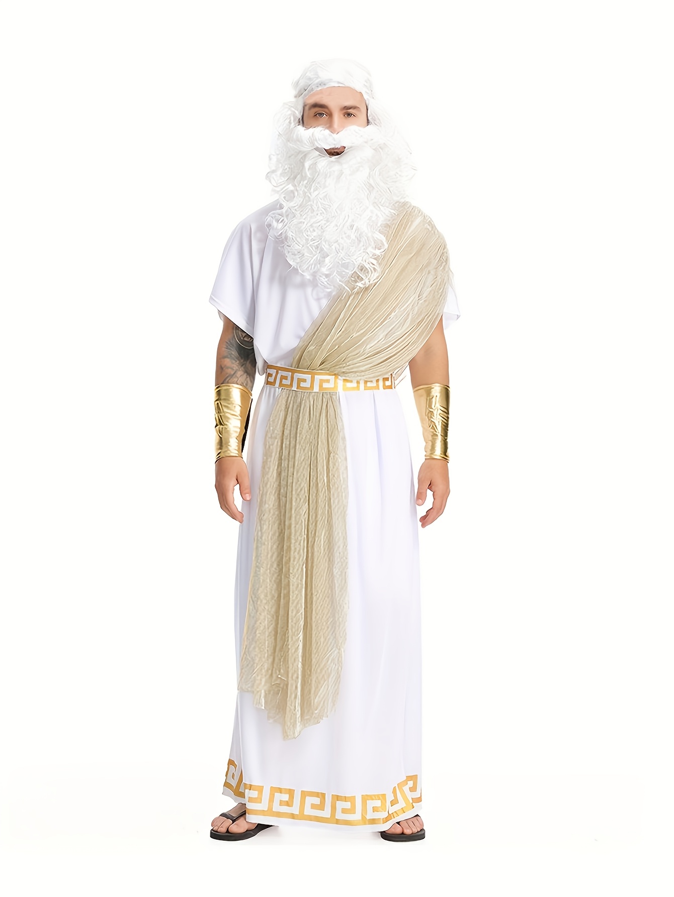男性用ゼウスギリシャ神衣装古代ローマトーガ衣装ひげなし、ゴー - Mens Formal のレビューと価格
