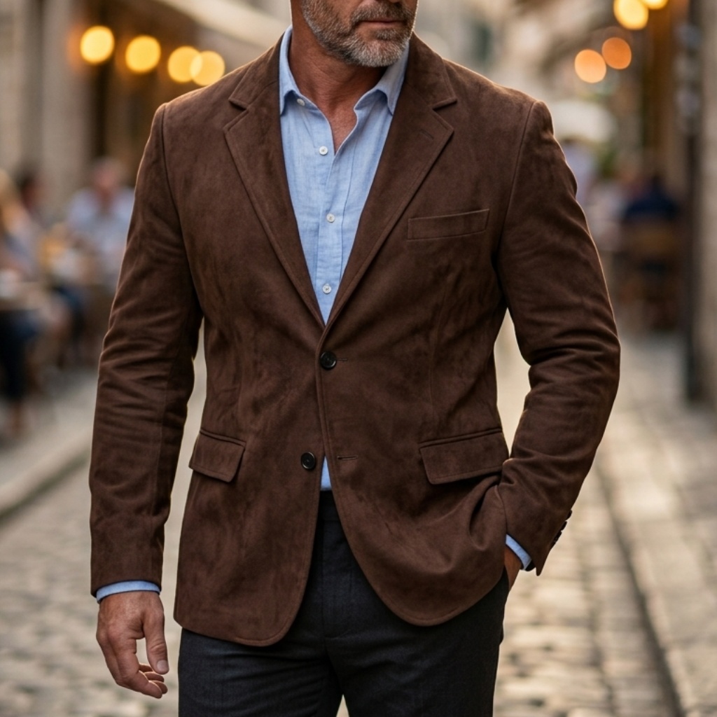 メンズヴィンテージスマートカジュアルスエードブレザージャケッ - Men'S Formal Wear For Office のレビューと価格