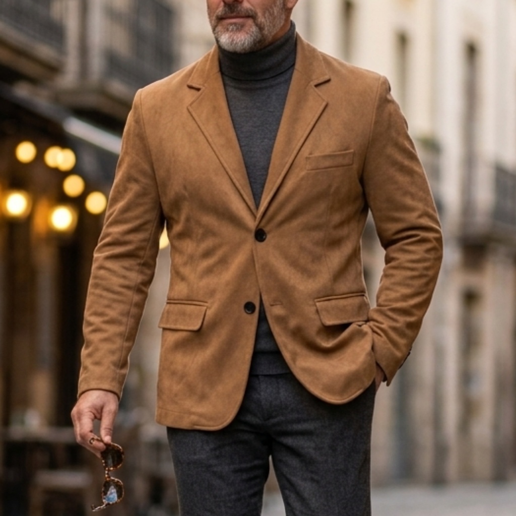 メンズヴィンテージスマートカジュアルスエードブレザージャケッ - Men'S Formal Wear For Office のレビューと価格