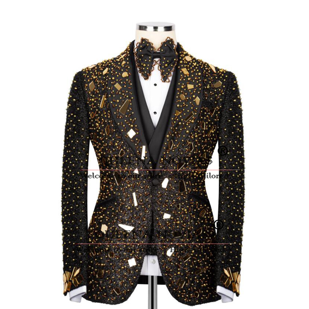 キラキラクリスタルビーズスーツ男性用結婚式カスタマイズされた - Men'S Formal Wear For Reception のレビューと価格