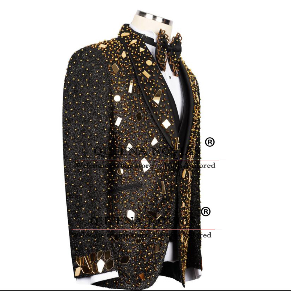 キラキラクリスタルビーズスーツ男性用結婚式カスタマイズされた - Men'S Formal Wear For Reception のレビューと価格