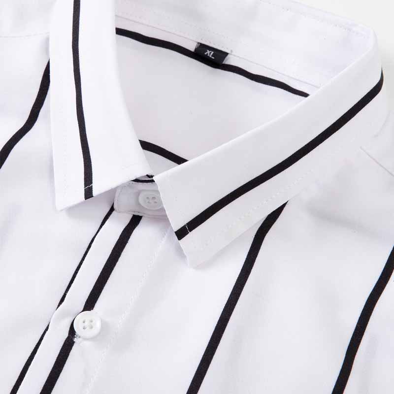 メンズストライプドレスシャツ長袖スリムフィットフォーマルビジ - Mens Formal のレビューと価格
