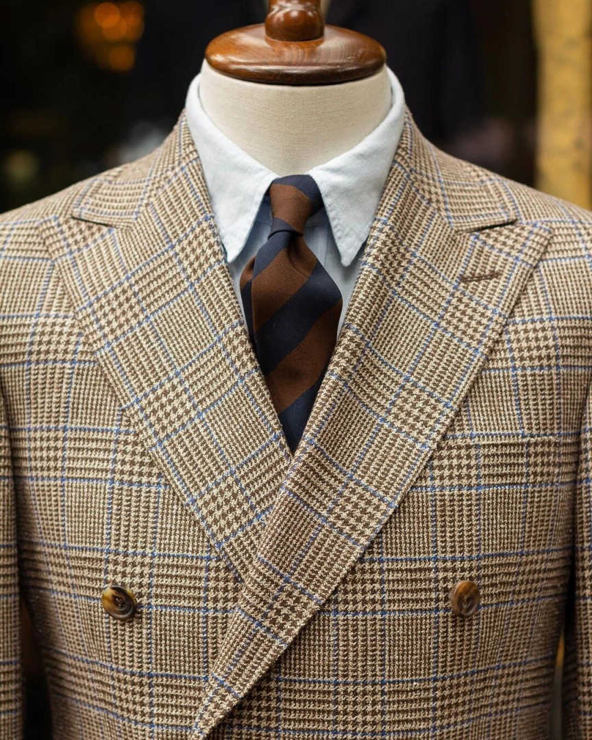レトロチェック柄ダブルブレストメンズスーツセット、ピークドラ - Men'S Formal Wear For Reception のレビューと価格