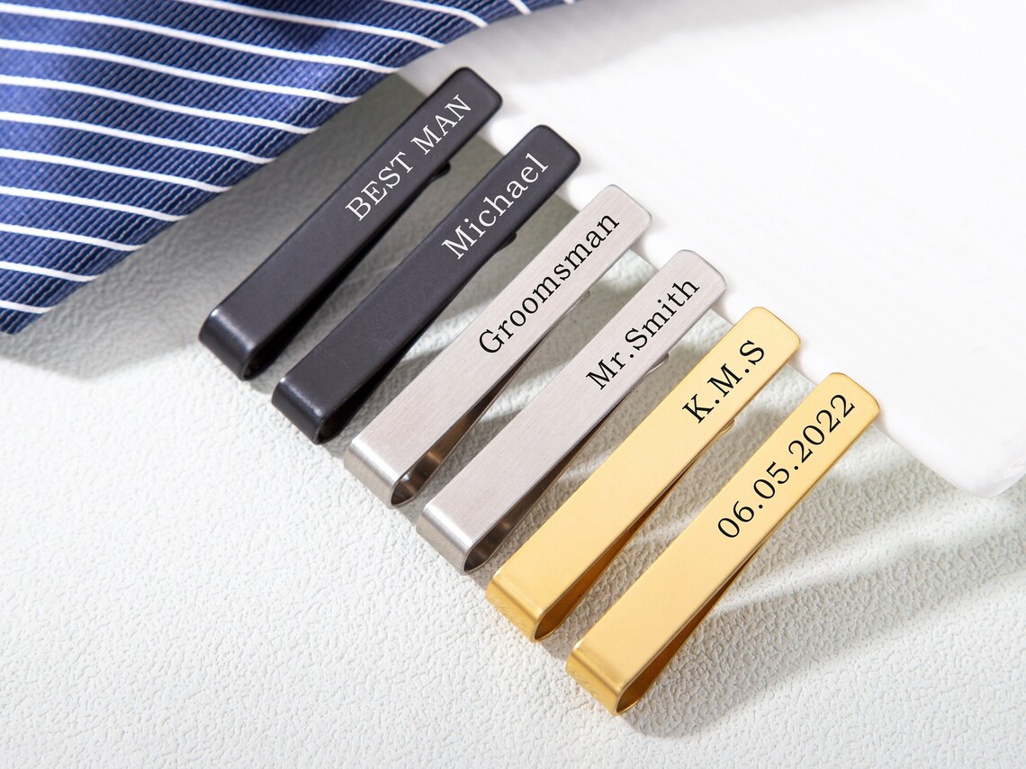 パーソナライズされたカスタム名ネクタイクリップ男性の結婚式カ - Tie Bar Clip のレビューと価格