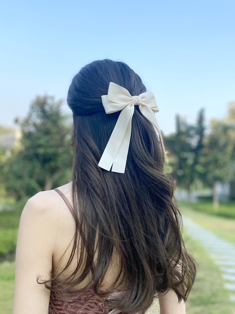 韓国のエレガントなロングリボンボウヘアピン、女性と女の子のた - Tie Bar Clip のレビューと価格