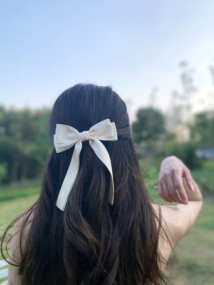 韓国のエレガントなロングリボンボウヘアピン、女性と女の子のた - Tie Bar Clip のレビューと価格