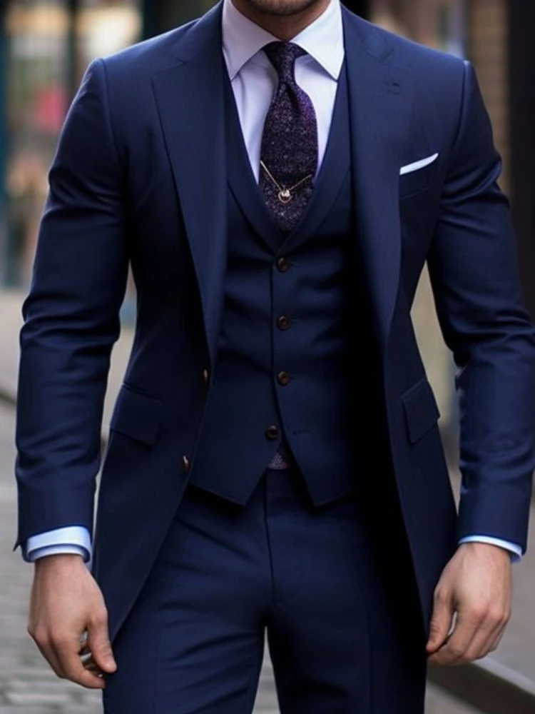 メンズカジュアルネイビーブルースーツ、メンズスーツ、スリムフ - Men Formal Wear With Blazer のレビューと価格