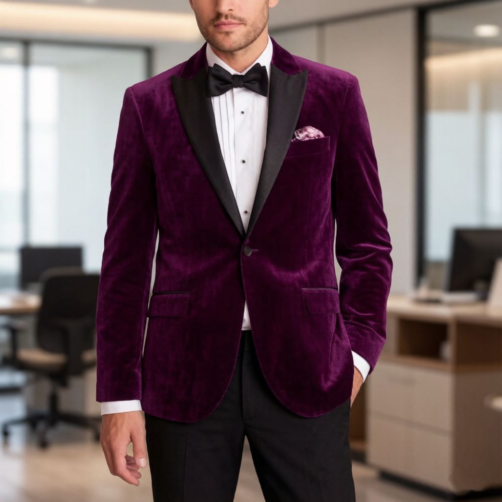 メンズベルベットフォーマルスーツ スリムフィット 2ピース  - Men'S Formal Wear For Reception のレビューと価格