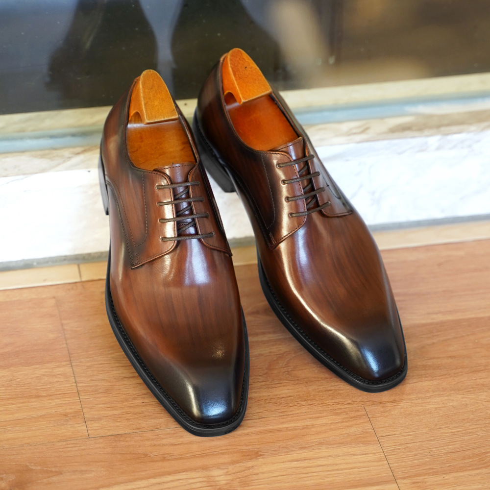 メンズビジネスカジュアルシューズ、ヴィンテージ風木目調スクエ - Men'S Formal Wear For Office のレビューと価格